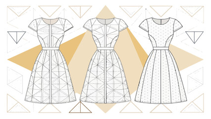 Fototapeta premium Chic dress designs for your collection, showcasing elegant style and modern flair, perfect for fashion design projects and creative apparel development
