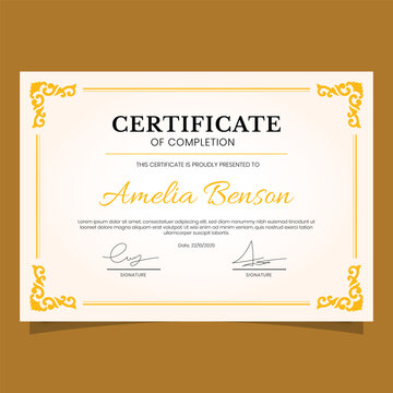 Elegant Certificate ornament border frame of Completion A Beautifully Designed Document for Recognition and Achievement