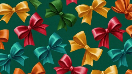 Playful Christmas Ribbon Bows Seamless Pattern for background