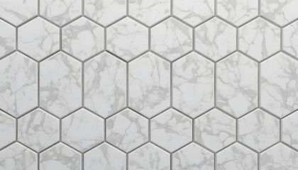White marble hexagonal tile pattern with gray grout for elegant interior design and modern surface background.  cararra marble