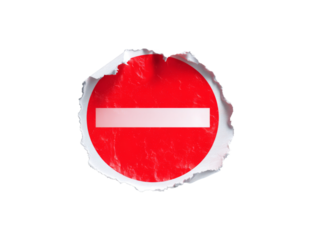 No entry sign in red on a transparent background