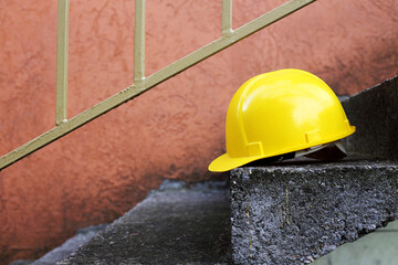 safety first, yellow helmet