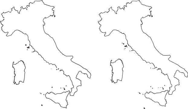 Two outline maps of italy silhouette