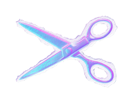 Abstract Scissors With Torn Paper Effect on Transparent Background