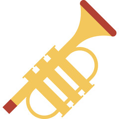 Stylized Golden Trumpet With Red Accents Isolated On White Background Music Instrument Illustration
