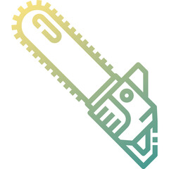 Stylized Graphic Illustration of a Chainsaw With Gradient Colors On a Transparent Background