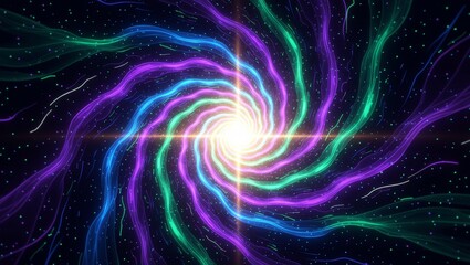 Vibrant cosmic light swirl with glowing stars