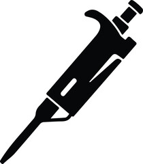 Illustration micropipette laboratory tool for biology research silhouette vector