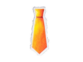 Torn Orange Tie Cutout on Transparent Background