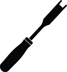 Illustration mortise chisel carpentry hand tool isolated silhouette vector