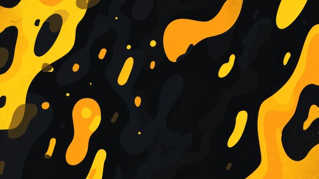 A vibrant abstract design featuring flowing yellow and black shapes, creating a dynamic and expressive visual effect.