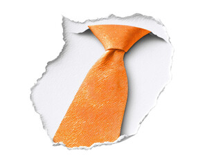 Bright orange tie isolated on transparent background