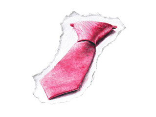 Stylized red tie sketch on transparent background