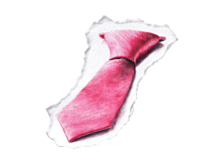 Stylized red tie sketch on transparent background