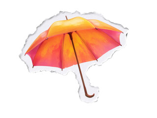 Orange umbrella graphic illustration on transparent background