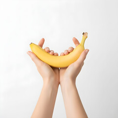 Banana Fruit Banana Held Up High by Two Hands