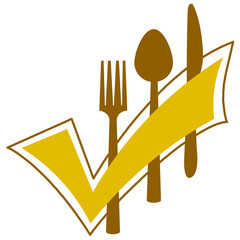 Spoon Fork Knife Symbols With Tick Mark Symbol Brown