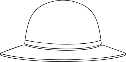 Fashionable sun hat illustration crafted with scalable vector precision, ideal for summer style guides and travel brochures featuring effortless elegance