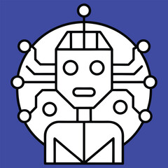 Artificial Intelligence line icon on blue
