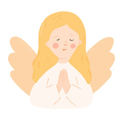 Cute Praying Angel Illustration