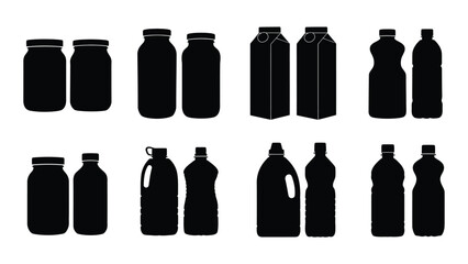 Fototapeta premium Assorted packaging container silhouettes isolated on white background, Vector