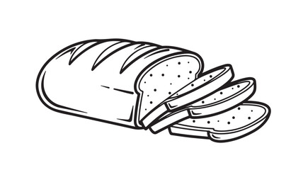 Loaf of sliced bread simple line art illustration isolated on white background for culinary designs