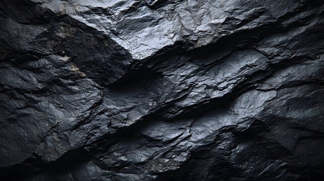 Dark rugged rock surface with intricate textures and natural patterns.