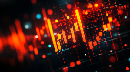 Dramatic stock market crash with falling prices and digital display, economic crisis signal