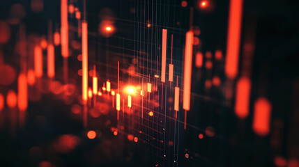 Dramatic glowing stock market crash, financial downturn, digital chart with falling trend