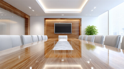 Fototapeta premium Modern living room interior with bright white furniture and wooden accents, showcasing contemporary home design.