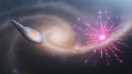 Cosmic Dance An Artistic Depiction of a Galaxy with a Supernova and Celestial Events
