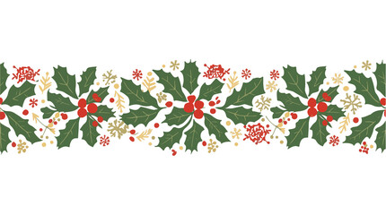  Template Christmas Garland Element with flat design, featuring a minimalistic aesthetic, bold lines, and vibrant colors, including shades of green, red with png Transparent 