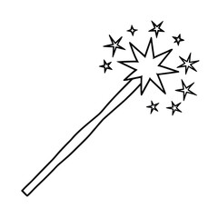 One Line Magic Spark Line Art on White Background