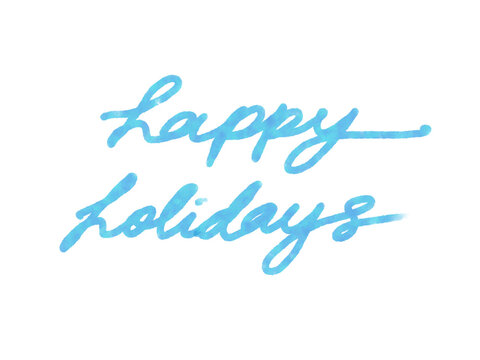 Happy holidays handwritten message with watercolour