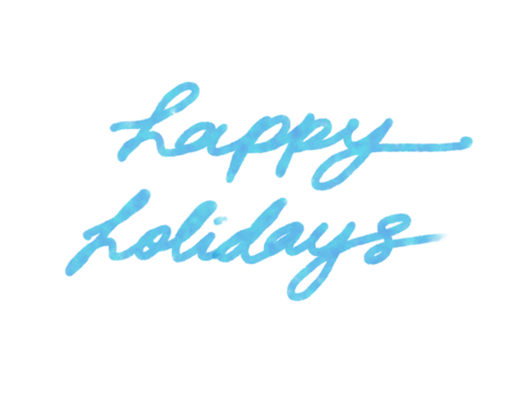 Happy holidays handwritten message with watercolour