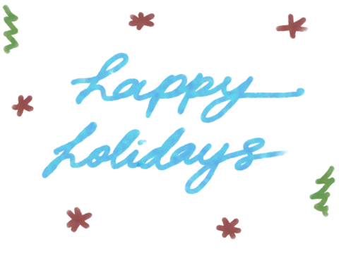 ‘Happy Holidays’ handwritten png message with watercolour 