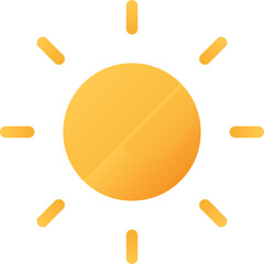 Stylized Icon of a Bright Yellow Sun With Orange Gradient Glow Rays Radiating Outward Against a Transparent Background Perfect for Weather Icons and Summer Themes