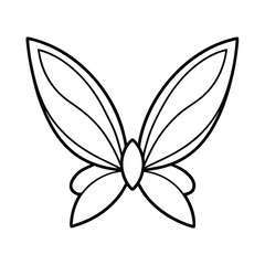 One Line Pixie Wings Line Art on White Background