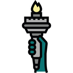 Stylized Iconographic Representation of a Hand Holding the Torch of Liberty Against a Transparent Background Emblematic of Freedom and Enlightenment