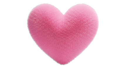 Pink fluffy heart, a symbol of love and romance, isolated on transparent background