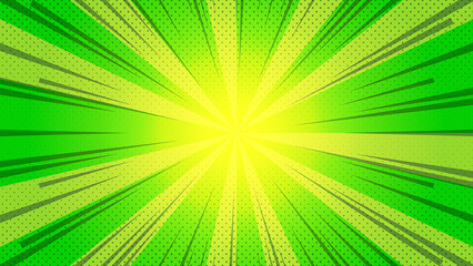 Obraz premium Green and Yellow Comic Book Style Burst Background