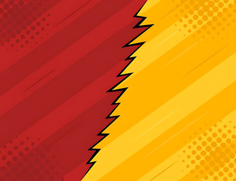 Red and Yellow Diagonal Split Background with Jagged Line