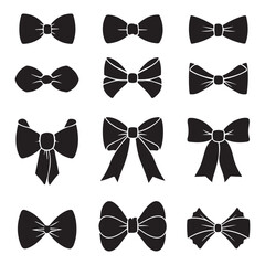 a set of 9 black bow and bow tie silhouettes