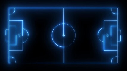 Neon Sports stadium on black background with neon lights match football isometric field video animation, Neon soccer area. Sports stadium icon animation on black background 4k video - Powered by Adobe