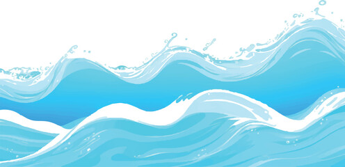 Stylized blue water waves illustration vector design element perfect for backgrounds and decorative use