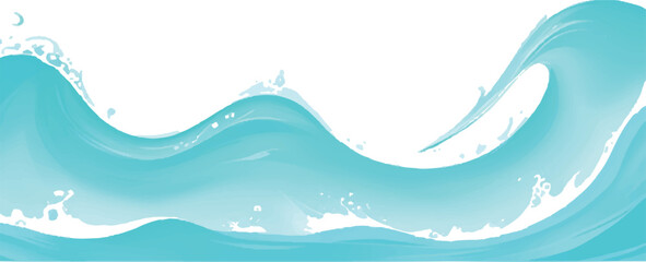 Stylized blue water wave illustration flowing design with splashes great for backgrounds and design elements