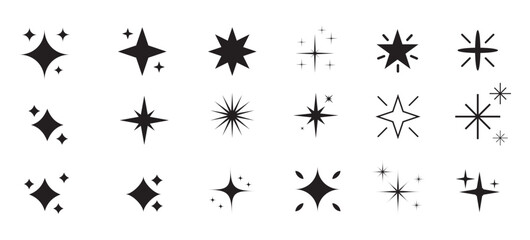 sparkle stars set of icon isolated on white background vector stock
