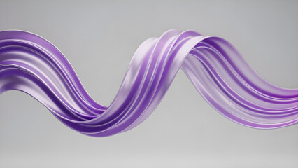 Elegant lavender ribbon flowing gracefully in a dynamic abstract wave against a soft neutral background. isolated on white background