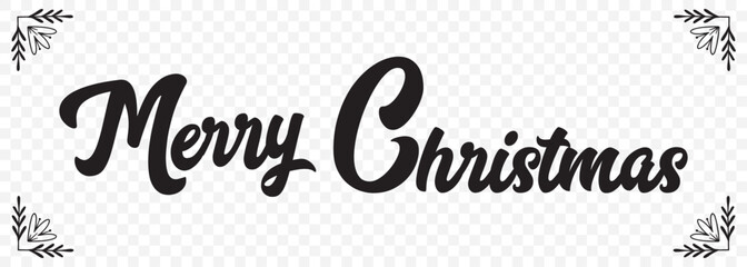 Elegant merry Christmas calligraphy phrase with detailed swirls and flourishes on Transparent Background. EPS 10.