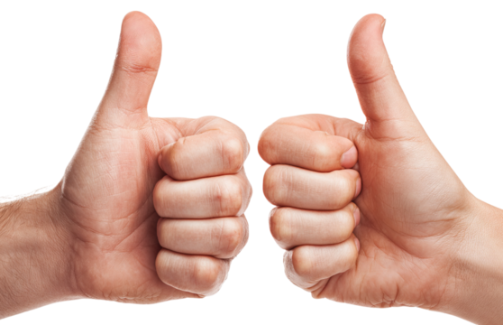 Two Thumbs Up Gesture isolated on a transparent background